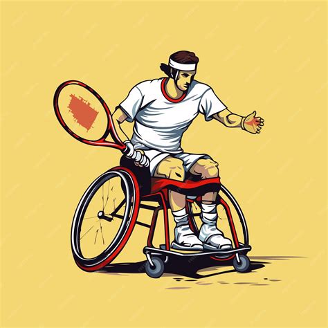 Ilustración de un jugador de tenis en silla de ruedas en acción