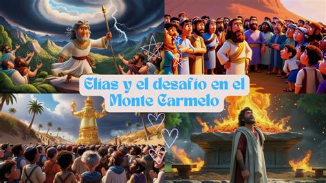 ilustracion de elias en el monte carmelo y el fuego descendiendo