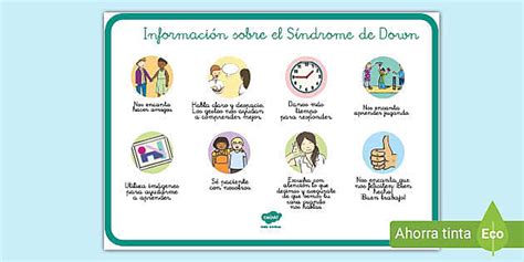 Póster informativo sobre el Síndrome de Down para aulas y espacios educativos.
