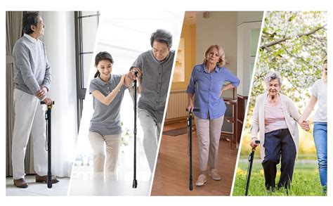 Ilustración de un adulto mayor utilizando un bastón para caminar en exteriores.