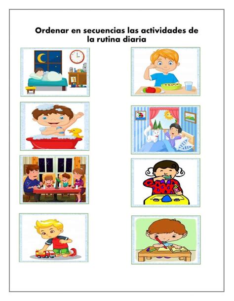 Infografía o ficha de ejemplo para secuenciar actividades diarias.