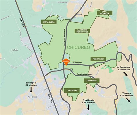 Mapa de Chicureo con puntos de interés para adultos mayores