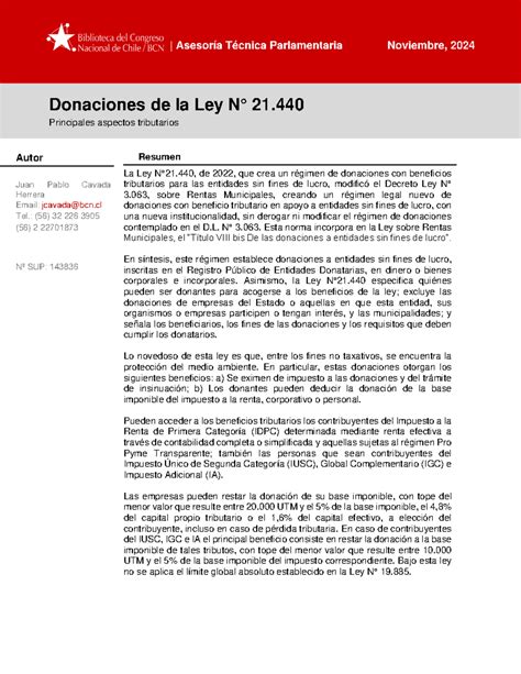 Esquema de flujo de donaciones y beneficios tributarios según la Ley N° 21.440