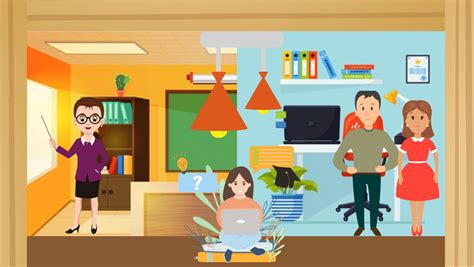 Ilustración de colaboración entre hogar y escuela