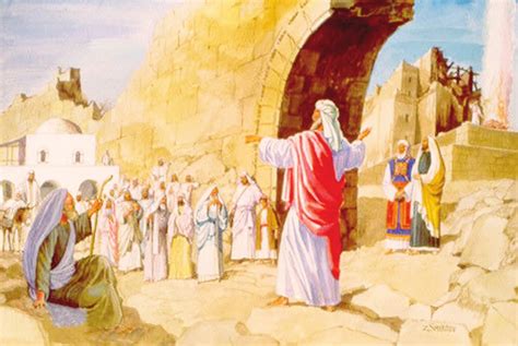 ilustracion de Hageo y Zacarías predicando al pueblo