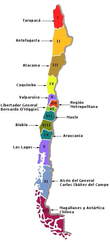 Mapa de Chile mostrando las regiones con mayor demanda de pilotos de drones por sector