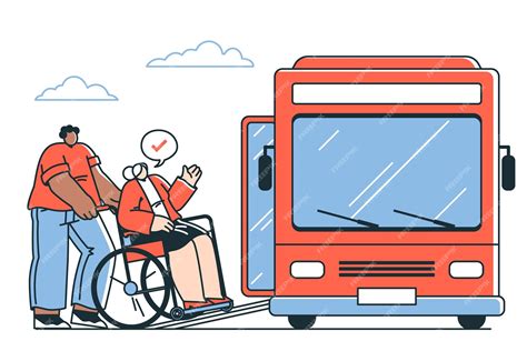 Ilustración de un autobús escolar adaptado con rampa para sillas de ruedas