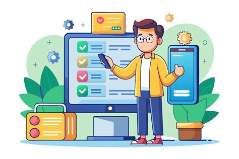 Ilustración de un adulto mayor sonriendo mientras interactúa en una videollamada con su familia