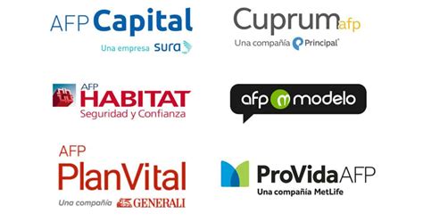 Logos de las diferentes AFP en Chile.