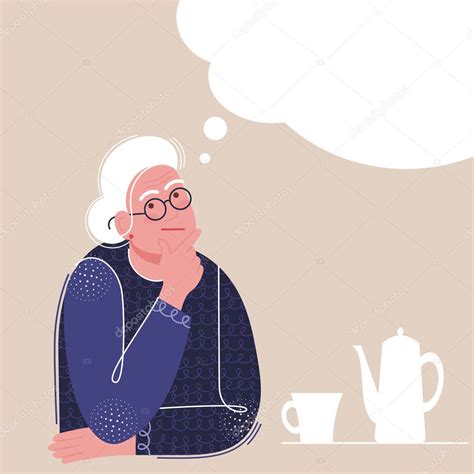 Ilustración de una persona mayor pensativa o preocupada, con un cuidador ofreciendo apoyo