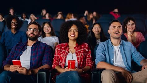 Grupo diverso de personas viendo una película en un espacio comunitario