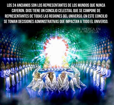 Infografía sobre un concilio celestial con representantes de mundos no caídos