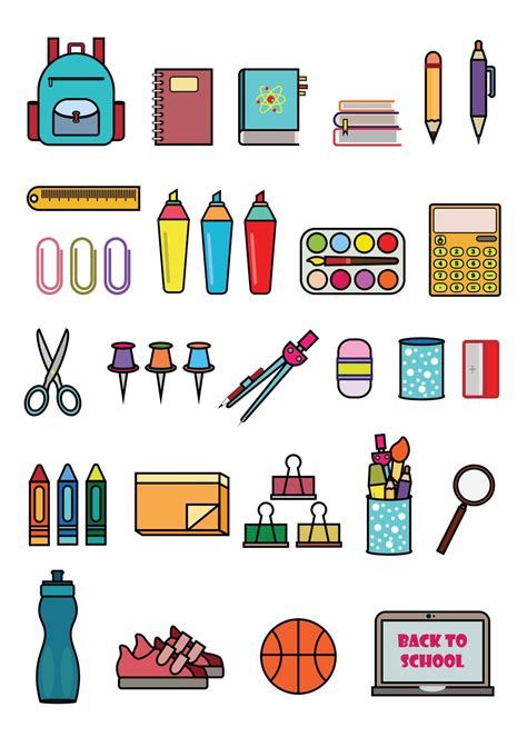 Infografía detallando el contenido típico de un set de útiles escolares por nivel