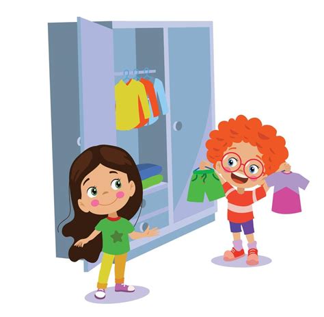 Niño eligiendo su ropa en un armario, con una expresión de alegría y decisión