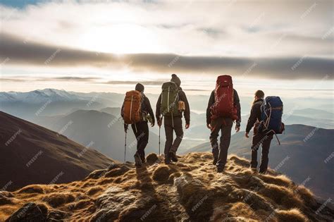 grupo de excursionistas con guía en un sendero de media montaña