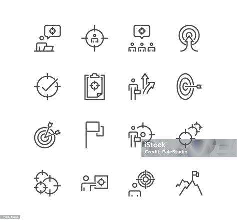 Composición de iconos relacionados con productividad y objetivos