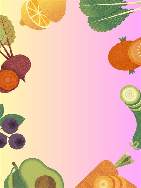 Ilustración vibrante de frutas y verduras para portada de cuaderno de cocina