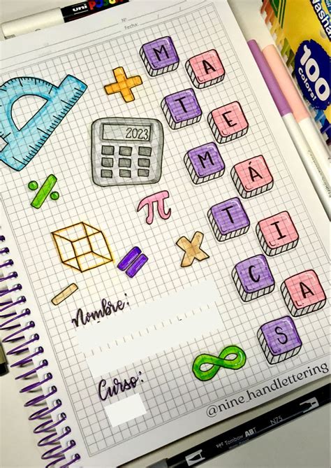 Composición de gráficas, diagramas y vectores para portada de cuaderno de matemáticas