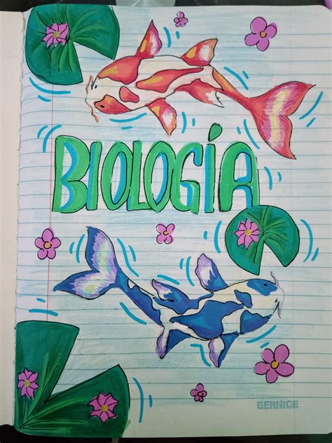 Ilustración detallada de plantas y hojas para portada de cuaderno de biología