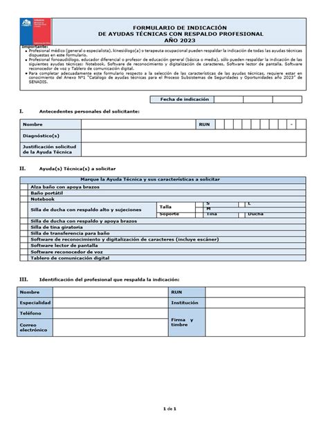 Ejemplo de formulario de indicación de ayuda técnica