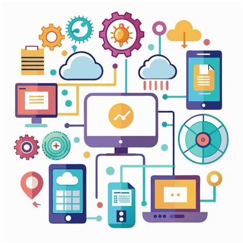 Ilustración que representa una nube con iconos de seguridad y activos conectados.