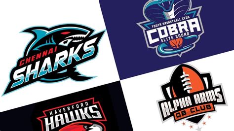 Ejemplos de logos deportivos con mascotas agresivas y ángulos pronunciados