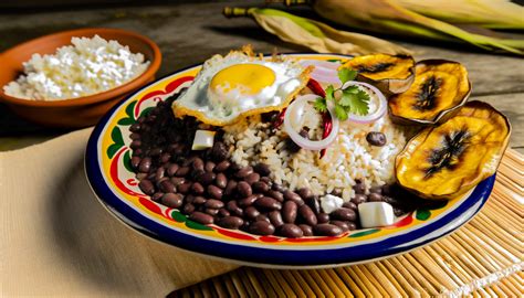 Foto de un plato de gallo pinto con tortilla de maíz