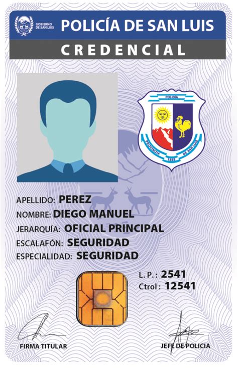 Diseño de la credencial de Policía Federal (roja y celeste)