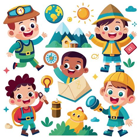 Ilustración de un niño explorando el mundo con diferentes sentidos