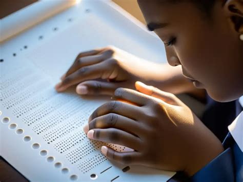 Imagen de un niño aprendiendo braille