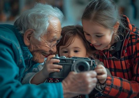 Infografía mostrando la conexión entre generaciones, con abuelos transmitiendo conocimientos a nietos.