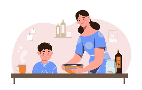 Madre de acogida preparando el desayuno para los niños bajo su cuidado