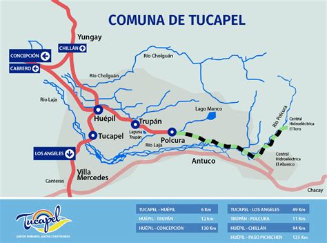 Mapa de la comuna de Tucapel destacando proyectos de infraestructura
