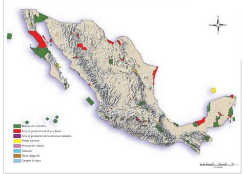 Mapa de distribución natural del Cephalocereus senilis en México