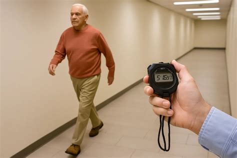 Infografía mostrando la relación entre velocidad de marcha y riesgo de caídas en adultos mayores