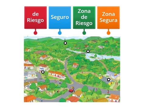 Mapa de una ciudad con zonas marcadas de riesgo y seguras