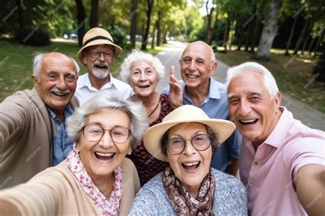 Foto de grupo de adultos mayores sonriendo mientras realizan ejercicios suaves al aire libre en un parque