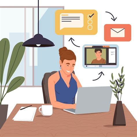 Ilustración de teletrabajo y equilibrio vida-trabajo