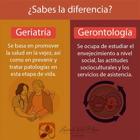 Infografía comparativa entre gerontología y geriatría