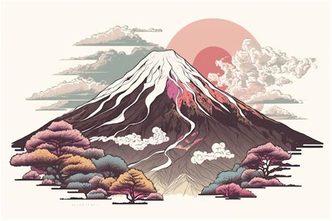 Ilustración del Monte Fuji con humo, simbolizando la quema del elixir y la carta.