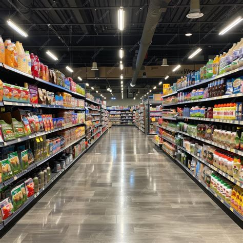 Interior de un supermercado moderno con pasillos amplios y bien iluminados, mostrando accesibilidad