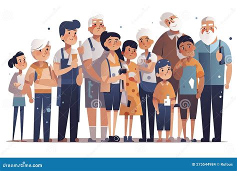 Ilustración de personas de diferentes edades interactuando amistosamente