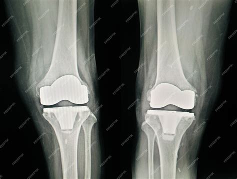 Radiografía de una rodilla con artroplastia total.
