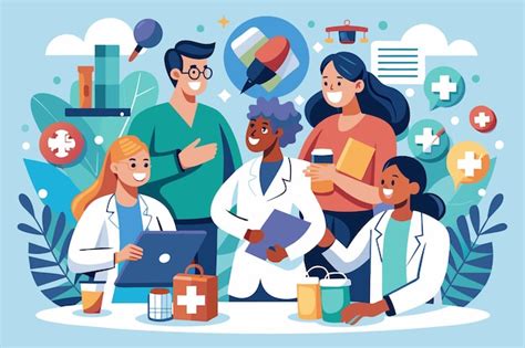 Ilustración de un profesional de la salud realizando un examen de sangre a un paciente en su hogar.