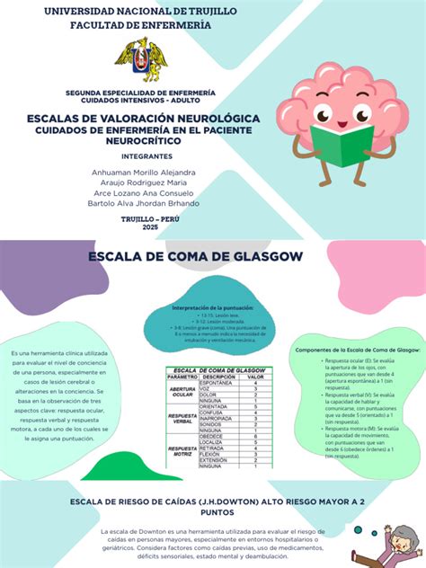 Infografía o tabla con las escalas de valoración neurológica y las pruebas diagnósticas clave para el ictus.