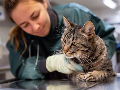 Veterinario atendiendo a un gato en casa, creando un ambiente tranquilo y de confianza para el animal