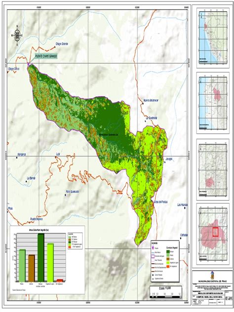 Mapa de una región rural con puntos de interés