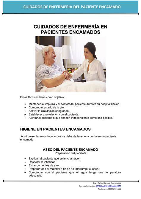 Gráfico de cuidados para pacientes encamados: higiene, movilización, nutrición