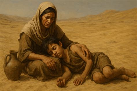 Agar y el niño Ismael en el desierto