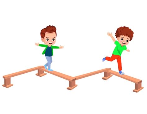 Ilustración de un niño realizando ejercicios de equilibrio